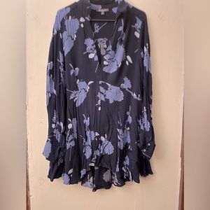 Caslon Navy Tunic with Light Blue Floral Print
